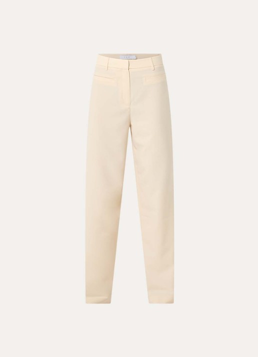 IRO Aluri high waist loose fit pantalon met paspelzakken - voorkant 2 creme