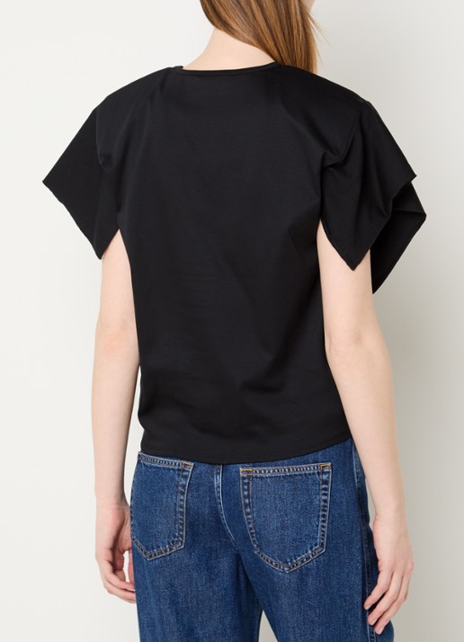 IRO Amoria T-shirt met schoudervulling - achterkant 3 zwart