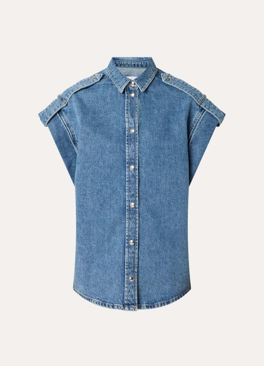 IRO Anglias blouse van denim - voorkant indigo