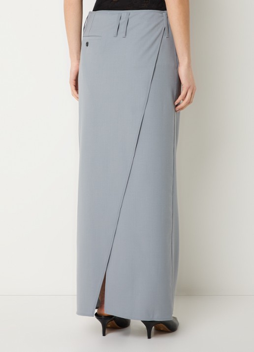 IRO Arline maxi rok in wolblend met strikceintuur - achterkant 3 grijs