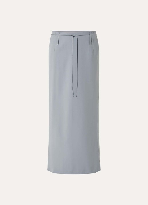 IRO Arline maxi rok in wolblend met strikceintuur - voorkant grijs