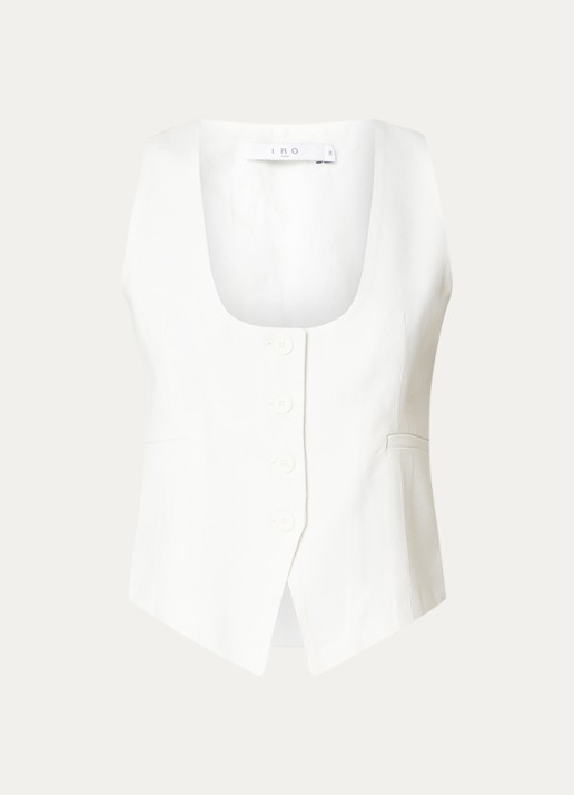 IRO Cala gilet met paspelzakken  - voorkant gebroken wit