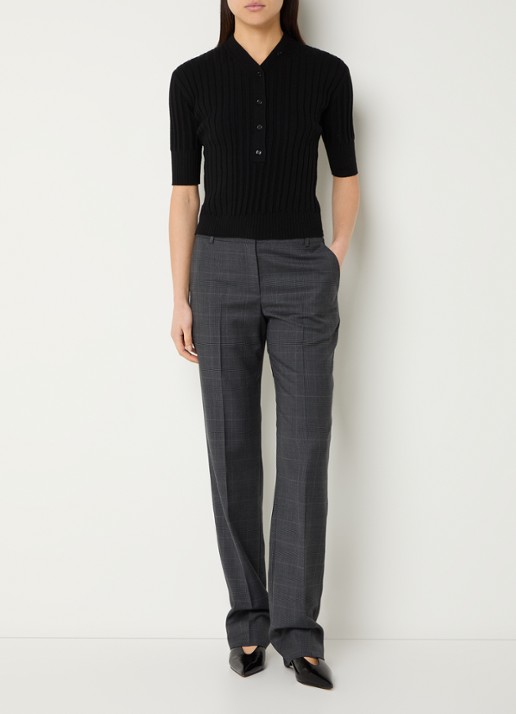 IRO Cayana high waist regular fit pantalon in wolblend - voorkant 4 donkergrijs