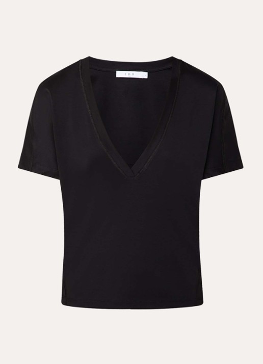 IRO Celiane T-shirt met V-hals - voorkant 3 zwart