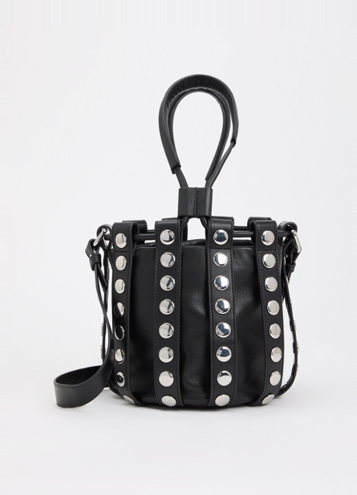 IRO Column handtas van lamsleer met studs en afneembare schouderriem