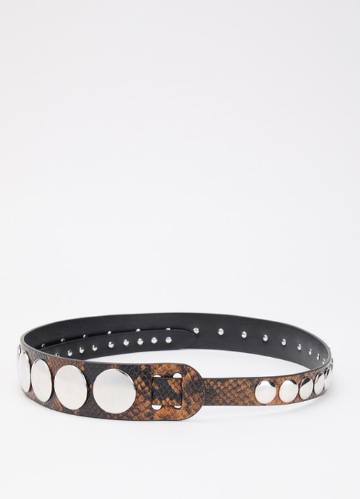 IRO Crescendo riem van kalfsleer met slangenprint en studs