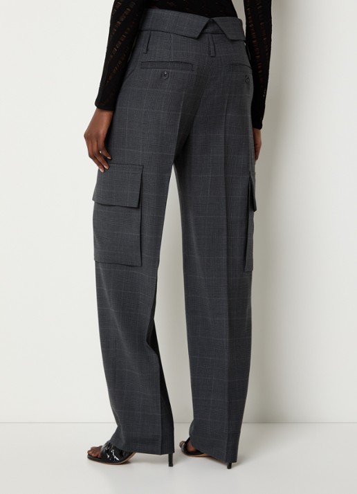 IRO Cruze high waist straight fit pantalon met steekzakken - achterkant donkergrijs