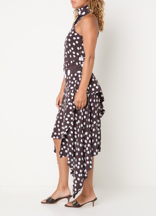 IRO Delila midi jurk met stippenprint en asymmetrisch detail