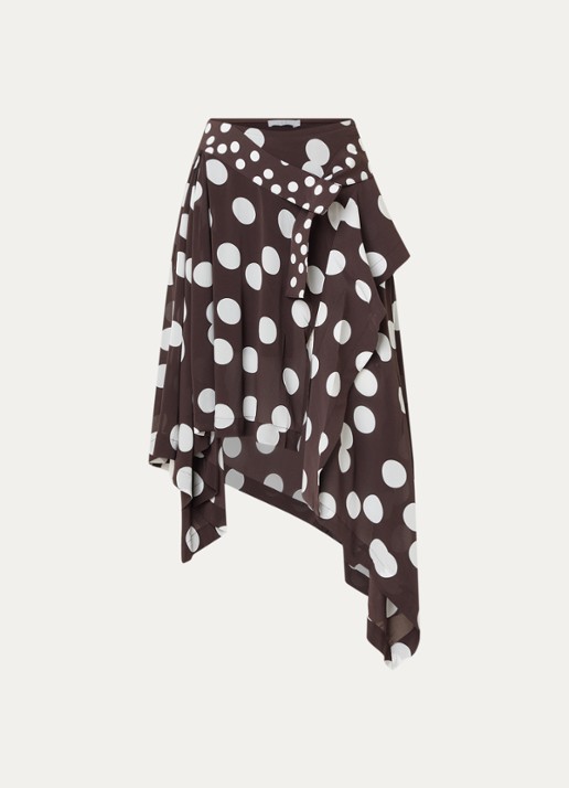 IRO Duline midi rok met stippenprint en asymmetrische zoom - voorkant 3 zwart