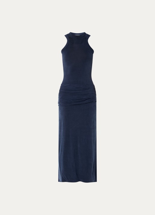 IRO Eclose maxi jurk met split - voorkant donkerblauw