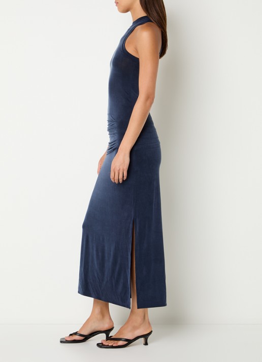 IRO Eclose maxi jurk met split - voorkant 2 donkerblauw