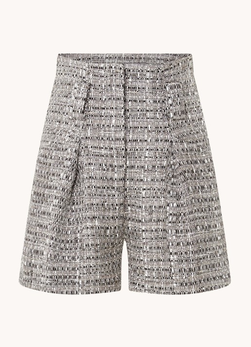 IRO Eliana high waist straight fit korte broek met lurex - voorkant 2 grijsmele