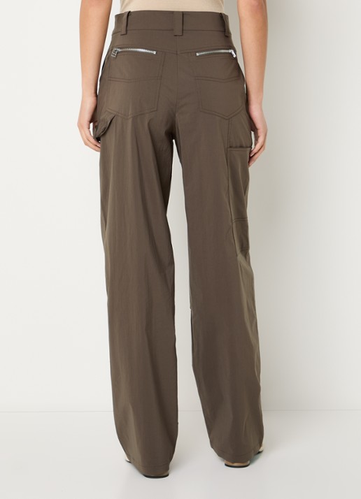 IRO Ellena mid waist straight leg broek met steekzakken - achterkant lichtbruin