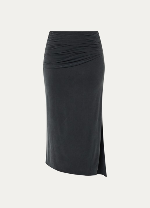IRO Emeraude midi rok met split - voorkant 2 donkergrijs