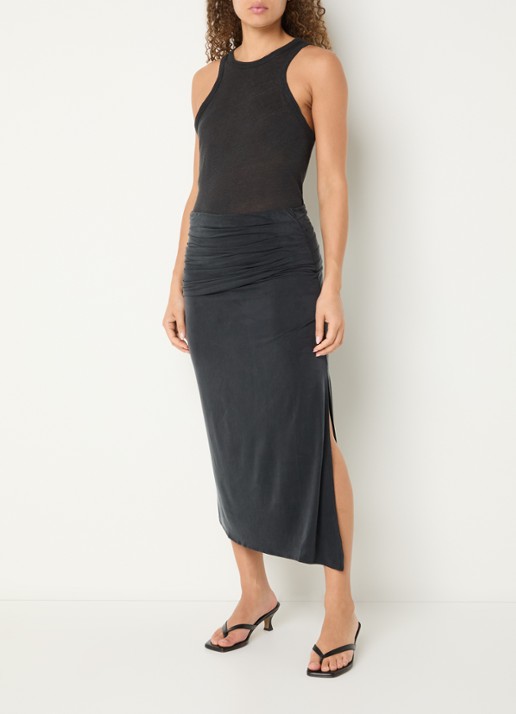 IRO Emeraude midi rok met split - voorkant 3 donkergrijs