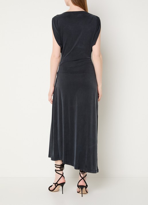 IRO Eoane midi jurk met asymmetrische zoom - achterkant antraciet
