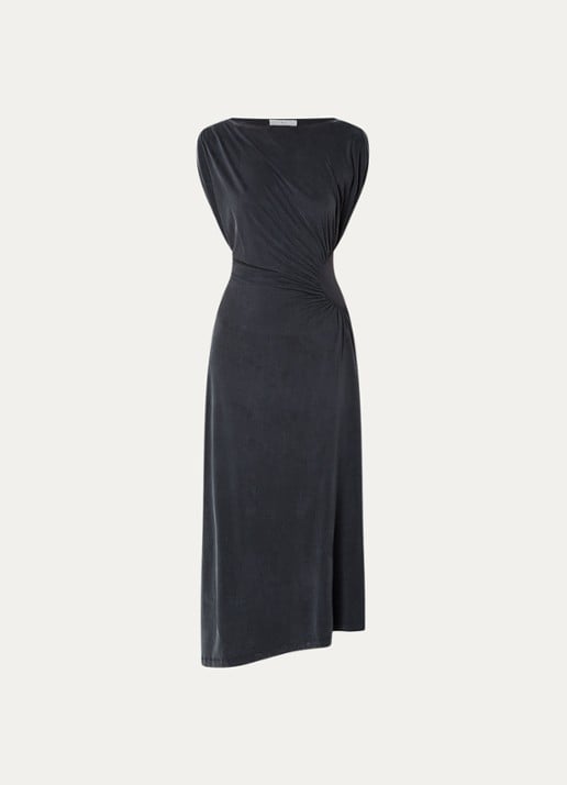 IRO Eoane midi jurk met asymmetrische zoom - voorkant 2 antraciet
