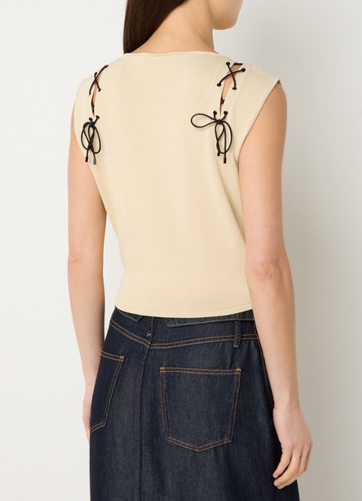 IRO Felicine crop top met rijgdetail - achterkant 4 beige