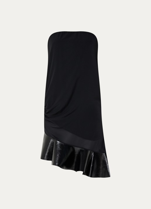 IRO Florence mini jurk in zijdeblend met asymmetrische zoom - voorkant 2 zwart