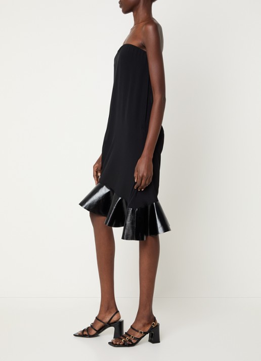IRO Florence mini jurk in zijdeblend met asymmetrische zoom - voorkant 3 zwart