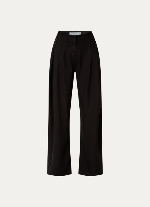 IRO Flowy high waist loose fit jeans met plooidetail - voorkant 3 zwart