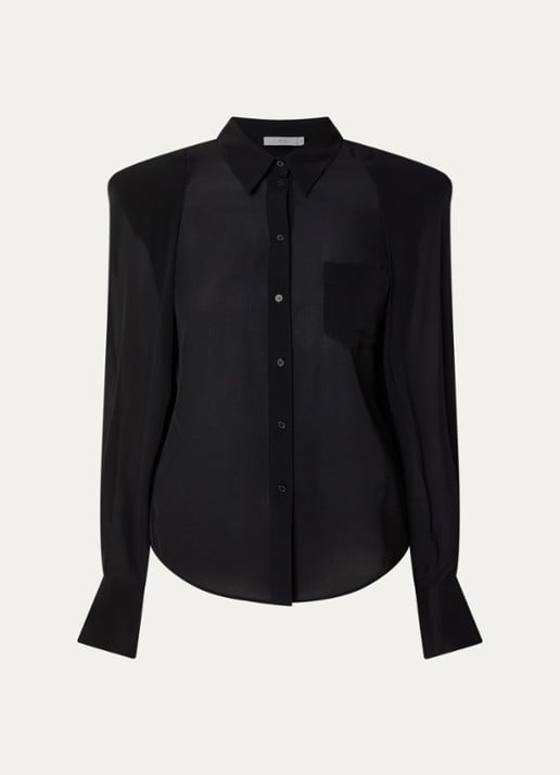 IRO Foxie semi-transparante blouse met borstzak - voorkant 3 zwart