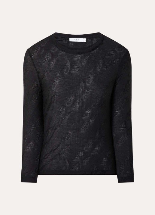 IRO Gracelia longsleeve met structuur - voorkant zwart