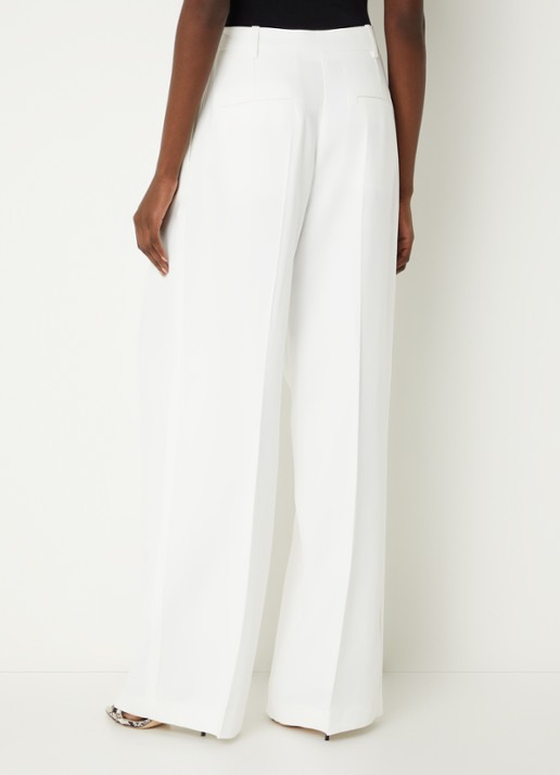 IRO Helis high waist wide leg pantalon met persplooi - achterkant 2 gebroken wit