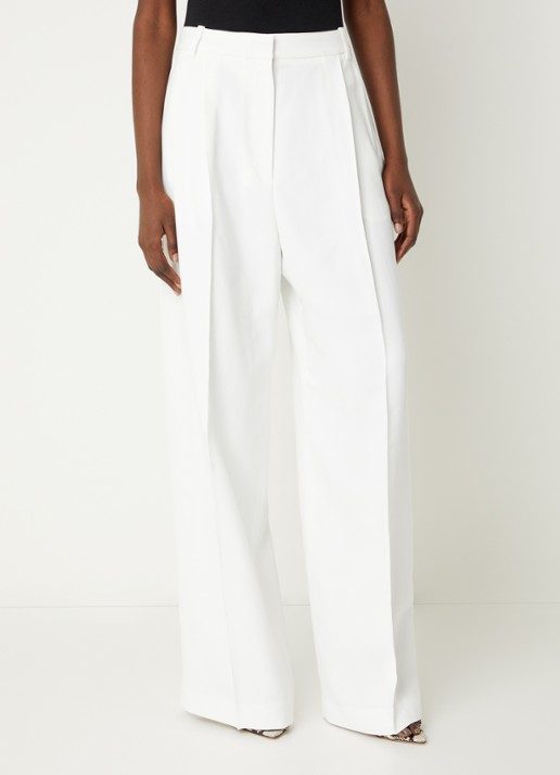 IRO Helis high waist wide leg pantalon met persplooi - detail gebroken wit