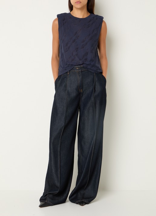 IRO Horphee top met schoudervulling - voorkant 2 donkerblauw