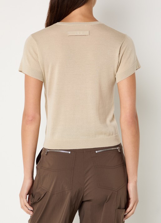 IRO Idille fijngebreide top in zijdeblend - achterkant 4 beige