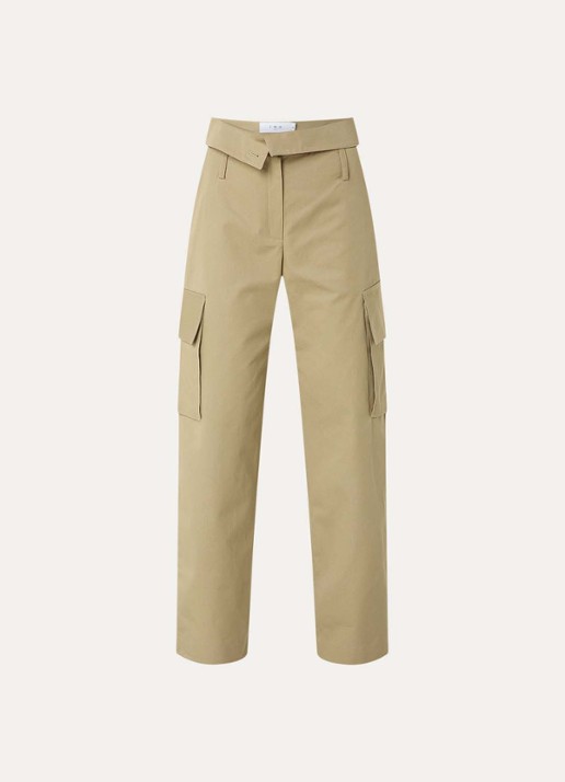 IRO Indra high waist loose fit cargobroek met steekzakken - voorkant 2 olijfgroen