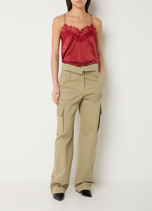 IRO Indra high waist loose fit cargobroek met steekzakken - voorkant 3 olijfgroen