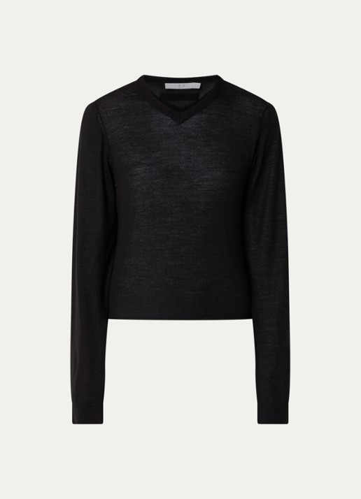 IRO Infini pullover in kasjmierblend met ronde hals - voorkant zwart