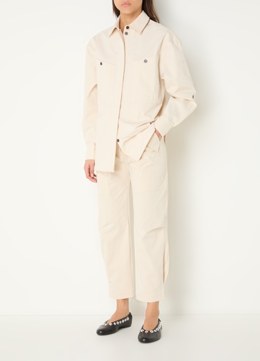 IRO Jadou high waist wide fit pantalon met steekzakken - voorkant 4 creme