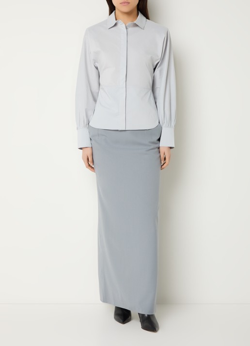 IRO Janine blouse met stretch - voorkant 2 lichtgrijs