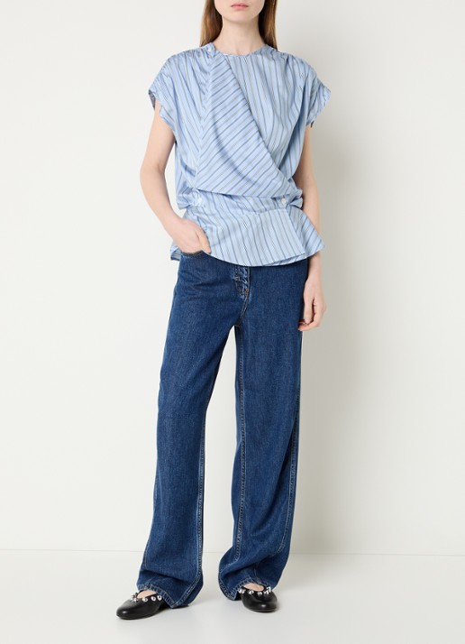 IRO Joris high waist straight leg jeans met donkere wassing - voorkant 2 indigo