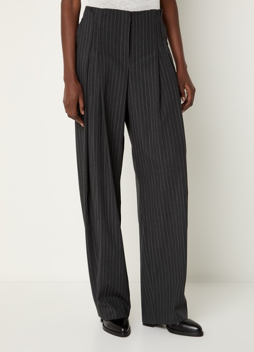 IRO Kalie high waist tapered fit pantalon in wolblend met krijtstreep