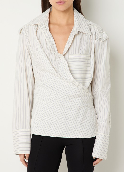 IRO Lace asymmetrische blouse met streepprint
