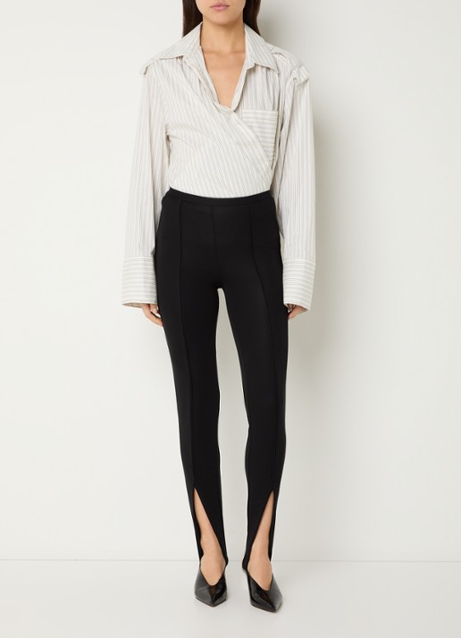 IRO Lace asymmetrische blouse met streepprint - voorkant 2 vanillegeel