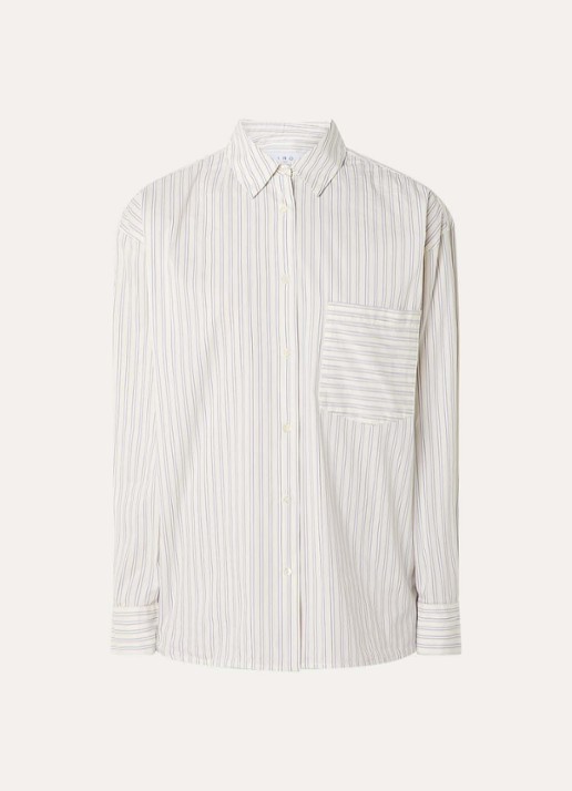 IRO Lasmy blouse met streepprint - voorkant 2 vanillegeel