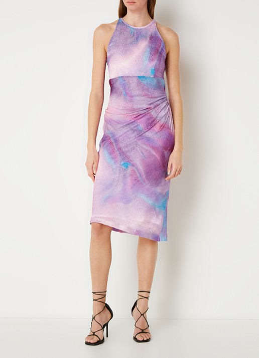 IRO Lidama midi jurk met jacquard dessin van fluweel  - voorkant 2 paars