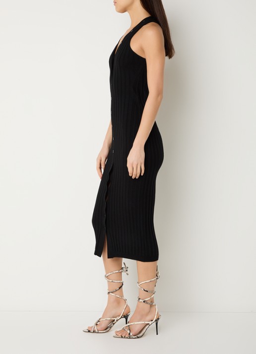 IRO Lyliane midi blousejurk van wol - voorkant 4 zwart