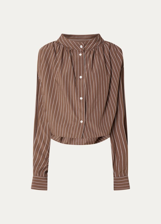 IRO Messia blouse in wolblend - voorkant 2 donkerblauw