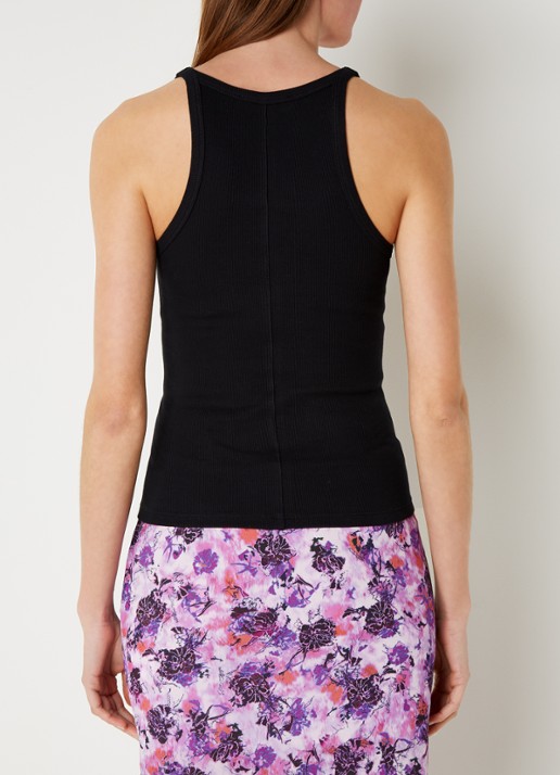 IRO Palisso tanktop met ribstructuur en ronde hals - achterkant zwart