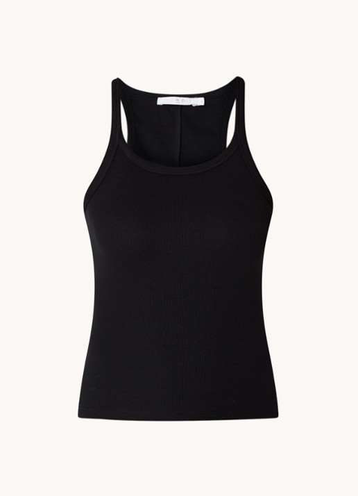 IRO Palisso tanktop met ribstructuur en ronde hals - voorkant 3 zwart