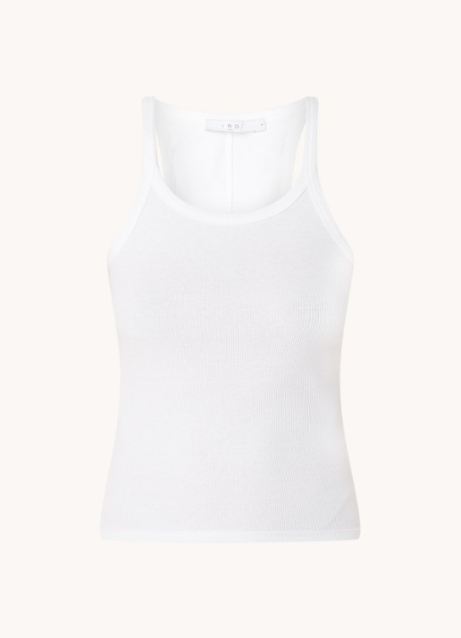 IRO Palisso tanktop met ribstructuur en ronde hals - voorkant wit