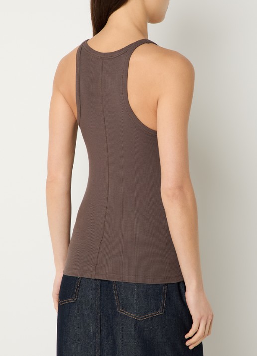 IRO Palisso top met ribstructuur - achterkant bruin