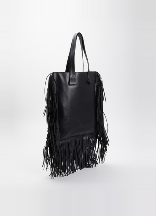 IRO Paper Franges shopper van leer met franjes - achterkant 4 zwart