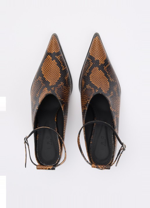 IRO Pump van leer met slangenprint  - detail 4 bruin
